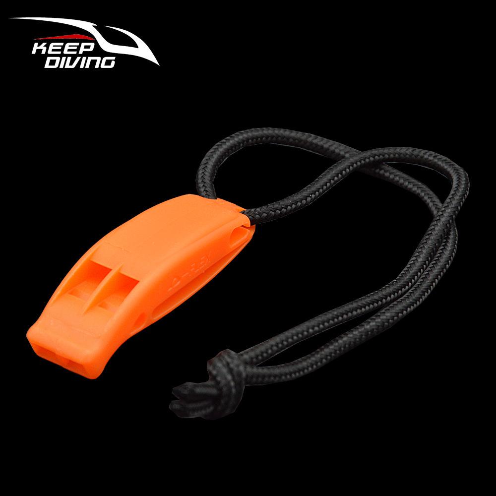Genuine D-Flex Dual-Frequency Emergency Whistle, KS-92a - D-Ring, Loud Blast for Water Sports and Survival