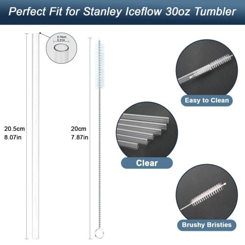Stanley Ice Flow Flip Cup Clear Straws, 6-Pack, Replacement Straws, Clear, 30 Oz.