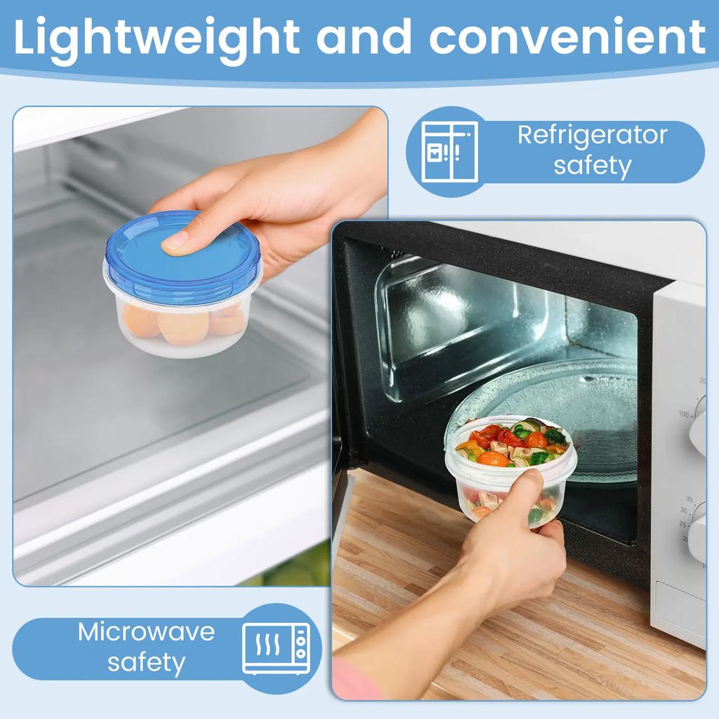 10Pcs Freezer Storage Container Plastic Small Food Container Stackable Travel Bottle Soup Bowl with Sealing Lid for Refrigerator