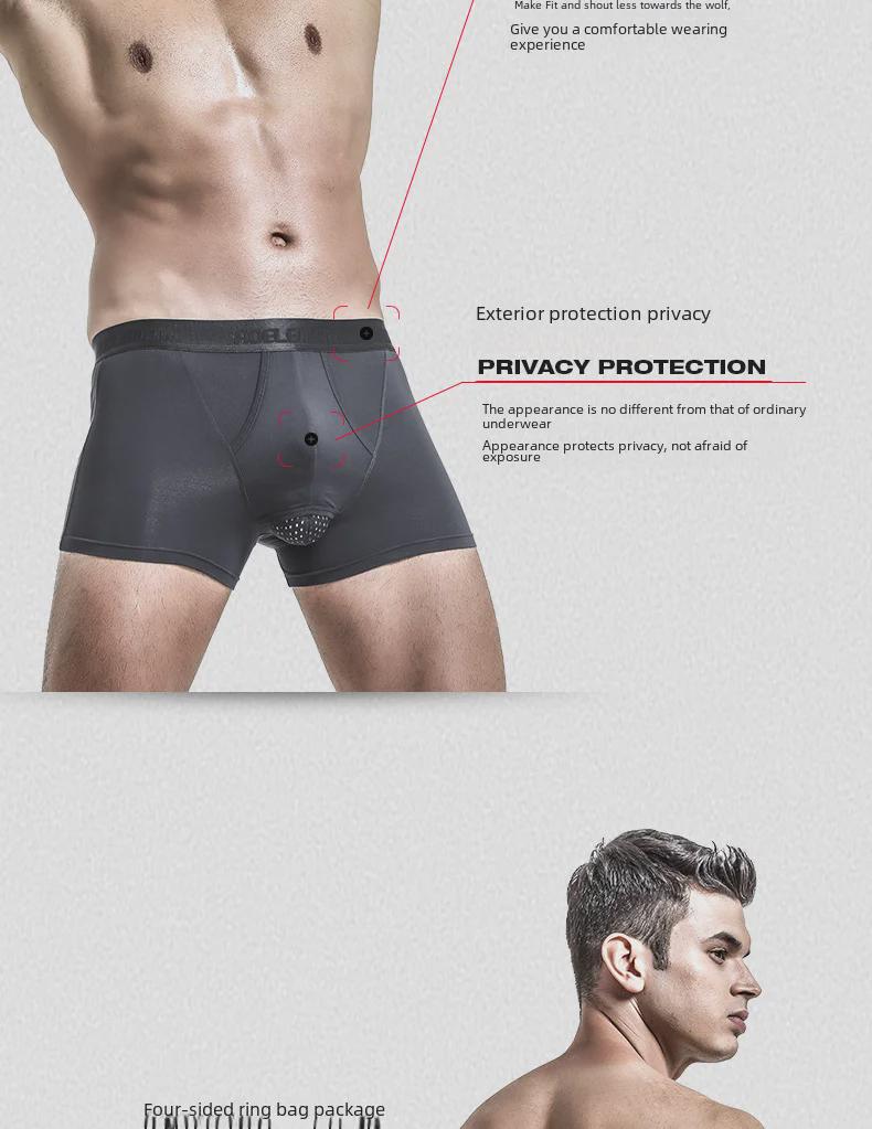 Men's Breathable Foreskin Bullet-Type Separation Boxer Briefs with Scrotum Support