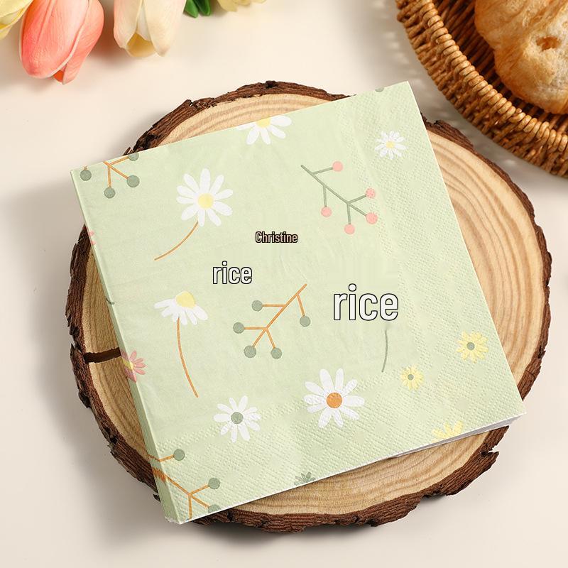 Colorful Daisy Print Floral Napkin Paper - Small Herb Party Tissues
