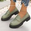 Fashion Fashion Green Stain Loafers Shoes Women 2025 Round Toe Embroidery Shoes for Woman Plus Size Platform Casual Shoes Ladies