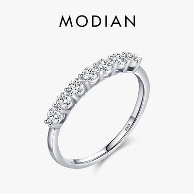 Modian Luxury 925 Sterling Silver Simple 5A Zirconia Dazzling Cassic Finger Ring For Women Wedding Band Statement Jewelry