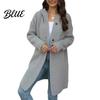 Single-breasted Sweater Cardigan Women Autumn Winter Hooded Long Sleeve Coat Loose Fit Solid Color Single Breasted Mid-length Outwear