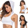 Women Quick Dry Elastic Racerback Fitness Yoga Sports Bra Hooded Vest Crop Top