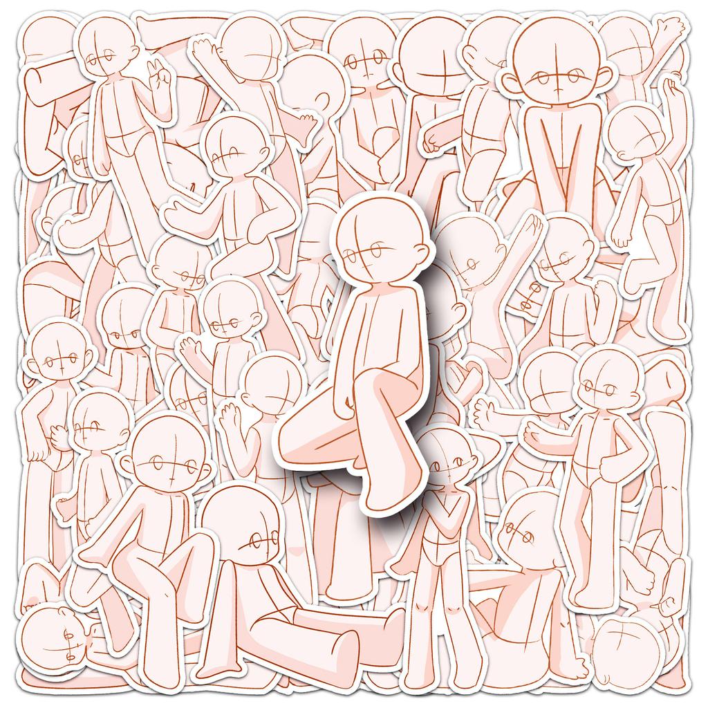 50 Body Characters Graffiti Stickers Cartoon Cute Hand-painted Decorative Mobile Phone Case Suitcase Water Cup Stickers