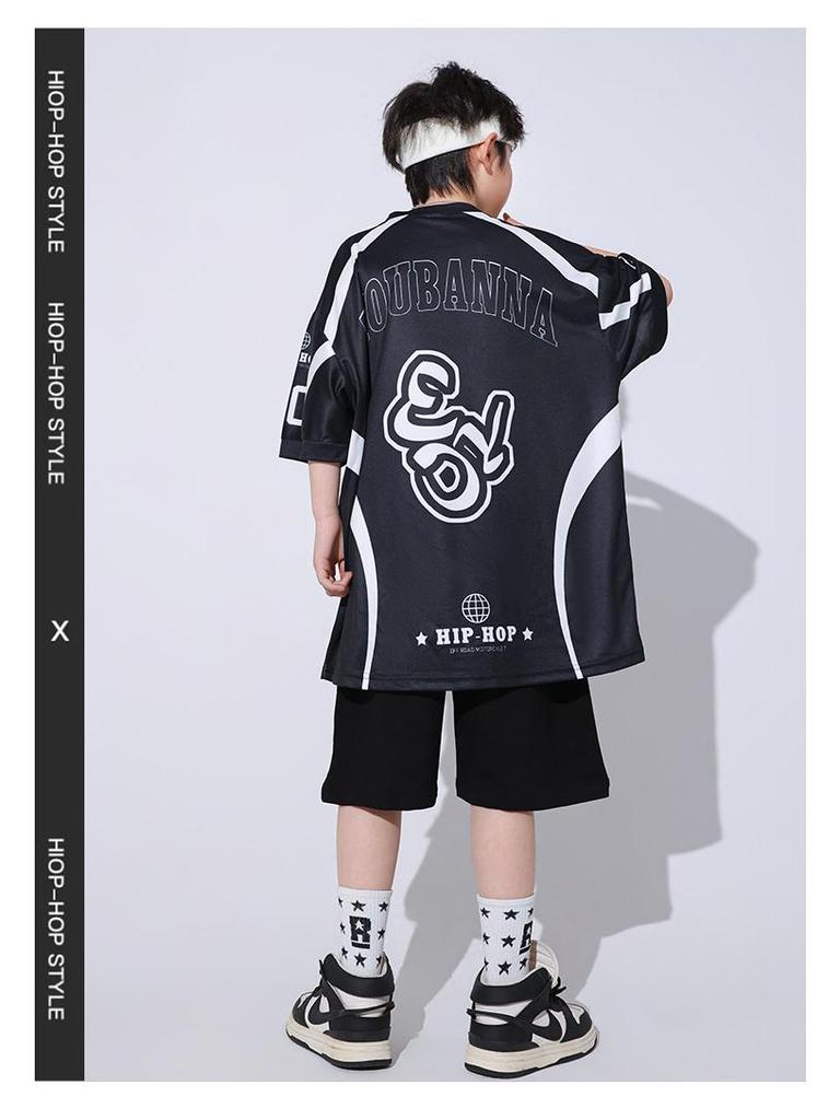 Korean Hip-Hop Quick-Dry Dance T-Shirt and Pants Set for Boys and Girls