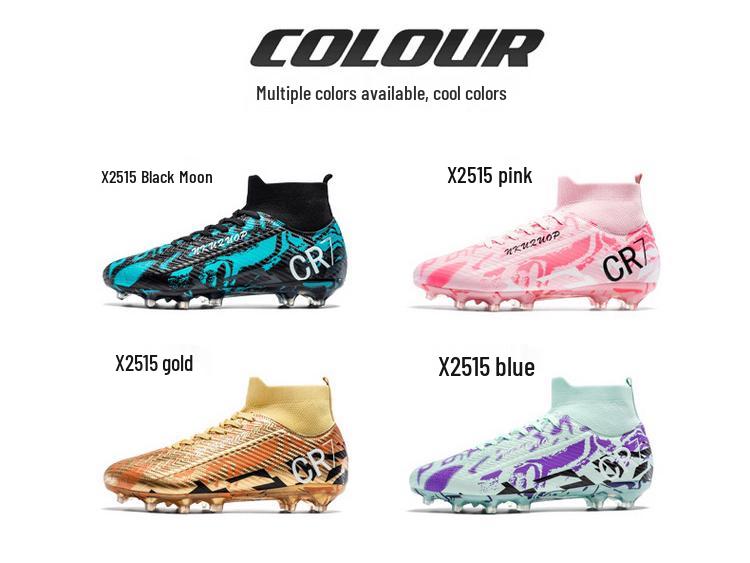 Unisex High-Top Football Shoes for Artificial Turf with Long Spikes, Suitable for Students and Adults, Ideal for Training and Matches.