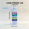 1PC Miami Beach Retro Poster Print 750ml Color Plastic Sports Water Bottle Leakproof Flip Straw Lid Suitable for Sports Office Home Use