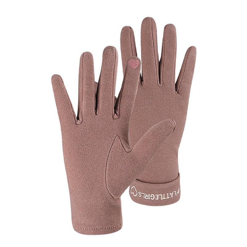 Korean Style Fleece Touchscreen Gloves: Thin, Windproof, Warm for Cycling and Driving In Autumn/Winter (Women's)