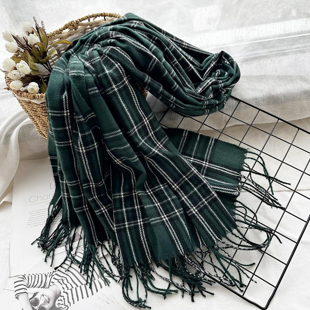

2025 winter new Christmas plaid scarf women s warm imitation cashmere shawl high-end student scarf