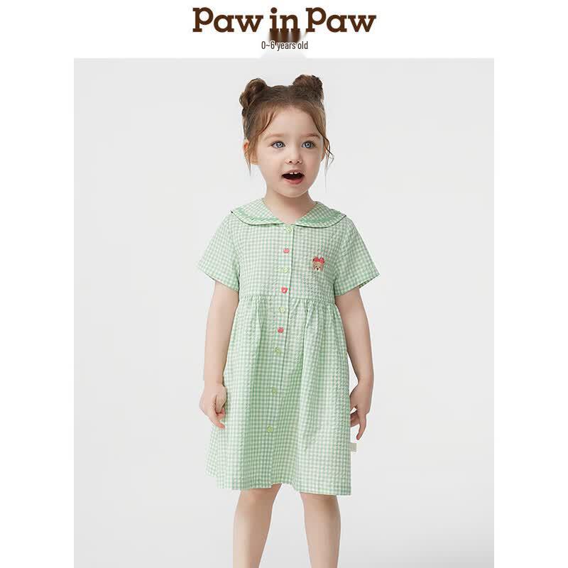 PawinPaw Baby Girl's Plaid Lace-Collar Dress