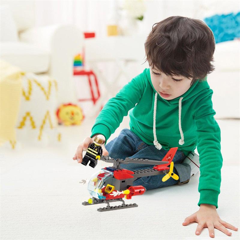 Fire Rescue Helicopter Aircraft Model Building Blocks Enlighten Construction Figure Toys For Childre