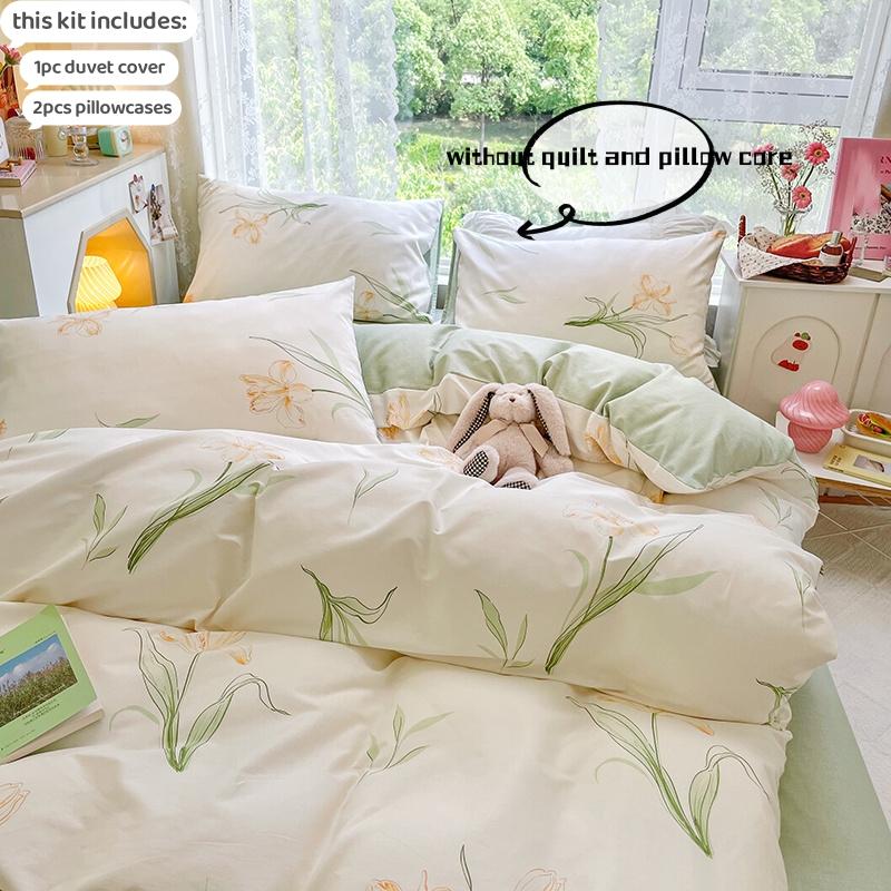 3pcs Floral Duvet Cover Set Pillowcases No Filling No Flat Sheet Twin Single Queen Size Girls Bedding Linen