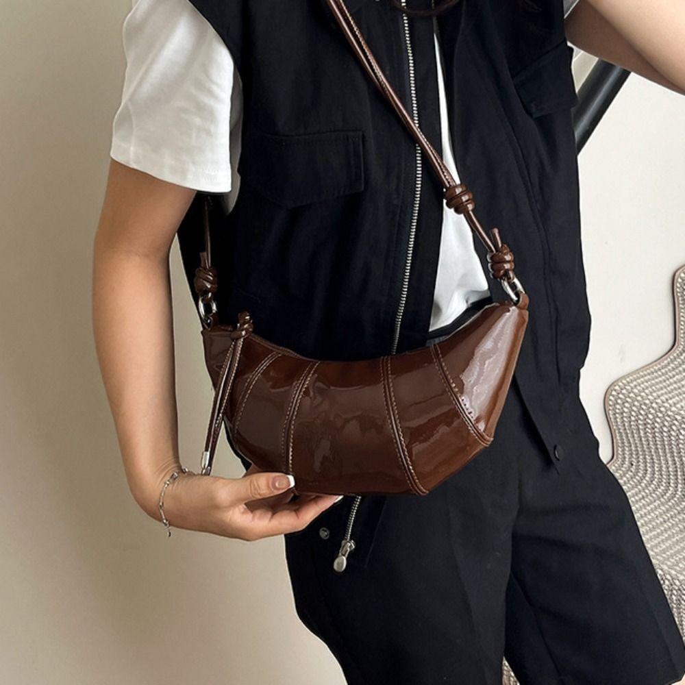 Retro Dumpling Shoulder Bag Pu Leather Women's Handbag Fashionable Croissant Crossbody Bag  Girls