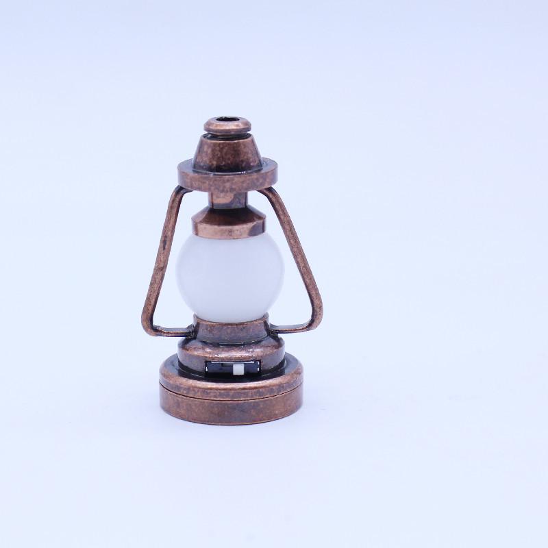 1:12 Nostalgic LED Fan Light Hurricane Lamp - Miniature Dollhouse Scene Decoration, Lights Up