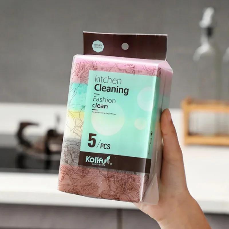 

5 шт. двухсторонних чистящих губок, бытовых чистящих губок, кухонных салфеток, губок для мытья посуды, полотенец для мытья посуды, аксессуаров