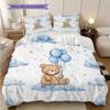 Bettwäsche-Steppdecken-Set mit Teddybär-Muster Bettdeckenbezug Kissenbezug Heimdekoration Geburtstagsgeschenk (1 Bettbezug + 2 Kissenbezüge, ohne Füllung)