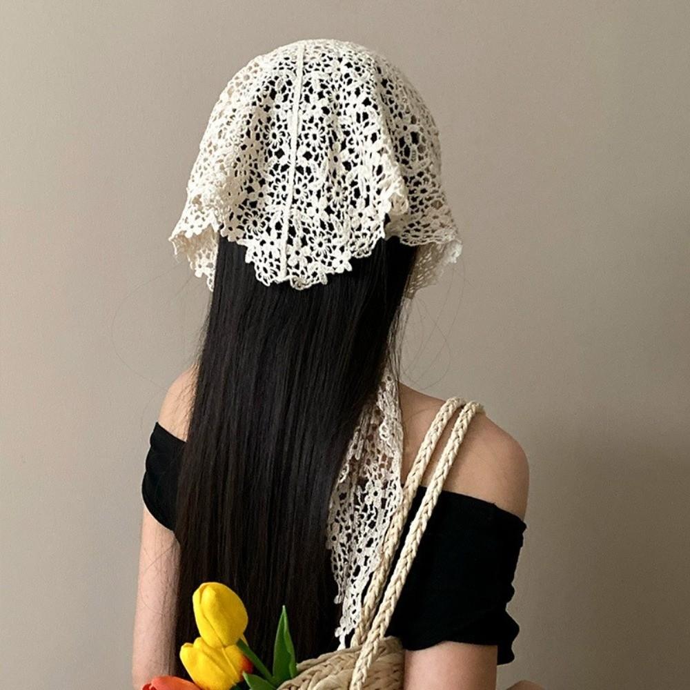 Slim Fit Hip Curtain Lace Trim Apron Wrap Skirt Trendy Triangular Headscarf  Women