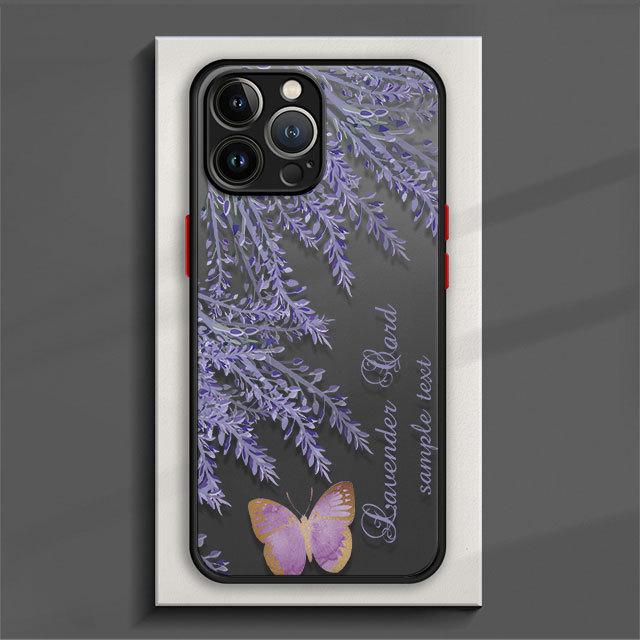 Matt telefonveske til Samsung Galaxy S23 S22 S21 S20 Fe Ultra S10 S9 S8 Plus S10e Note 10plus 20ultra 8 9 Lilla lavendelblomst