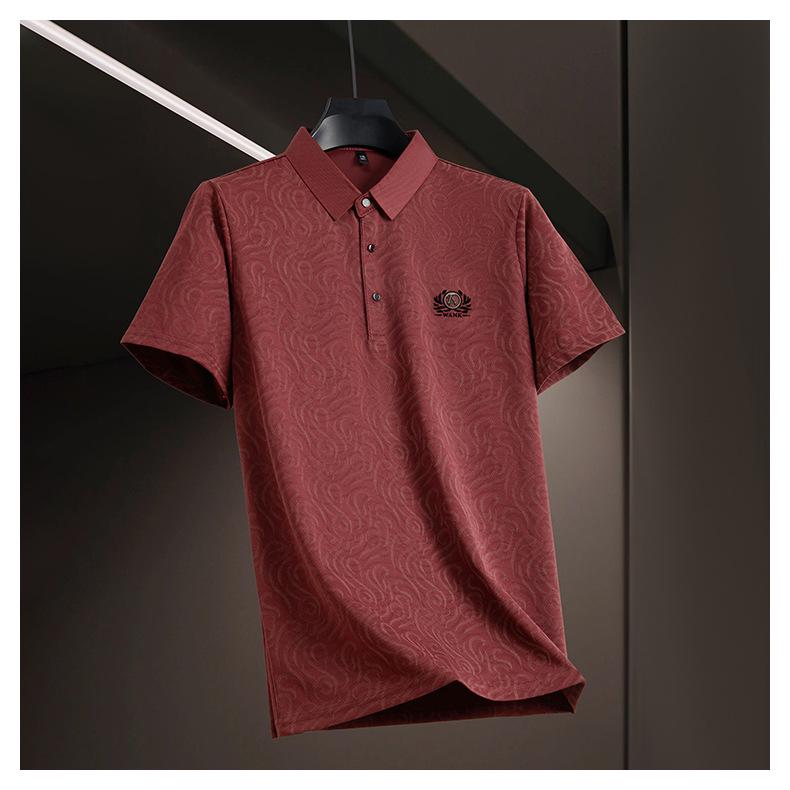 Men's Summer Ice Silk Lapel Polo Shirt - Casual Loose Fit with Embroidery