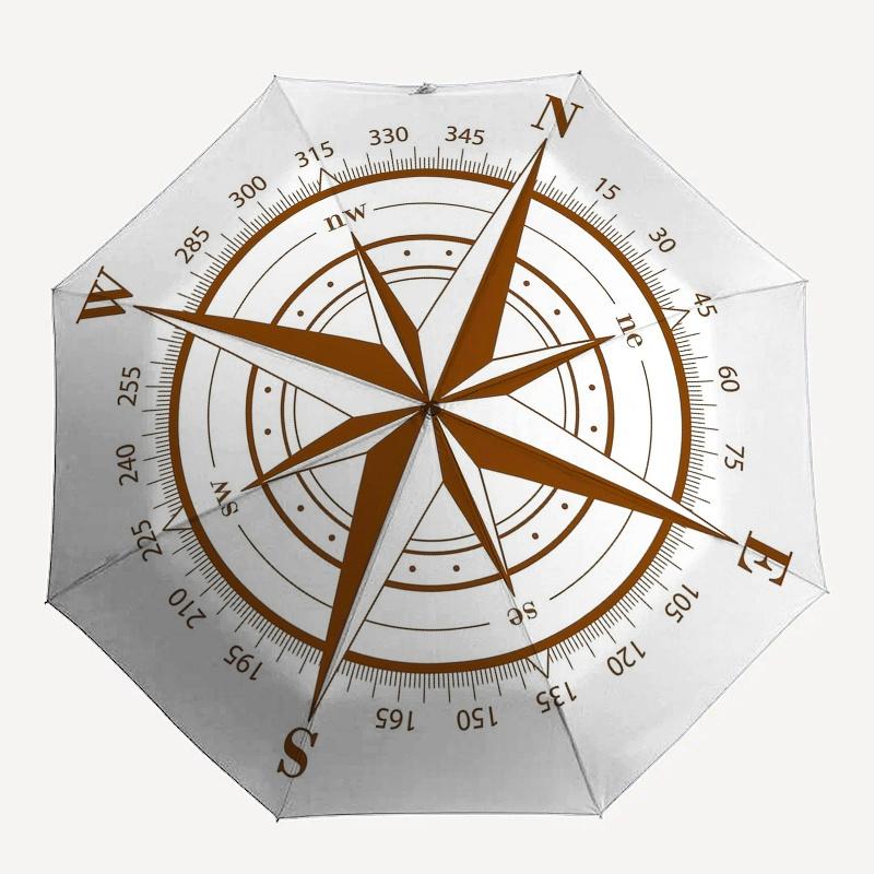 Compass Direction-themed, Eight-ribbed, Self-folding Umbrella Is Suitable for Everyday Outdoor Use and Is An Ideal Gift for Friends and Fami