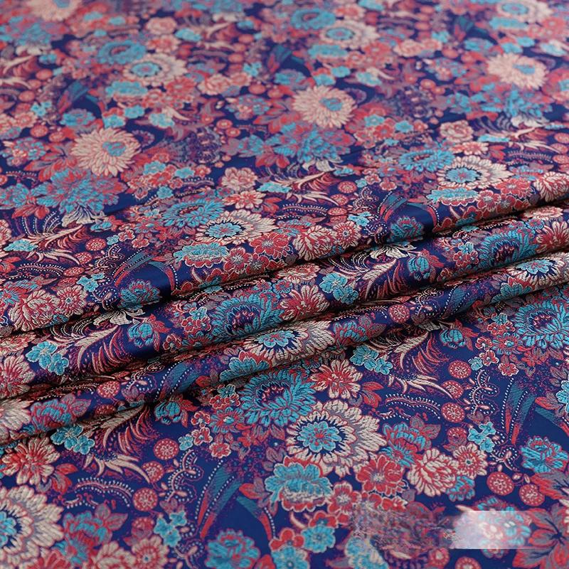 75x100cm Brocade Silk Fabric Beautiful DIY Material with Flower Pattern Sewing Handmade Patchwork Textile Cloth
