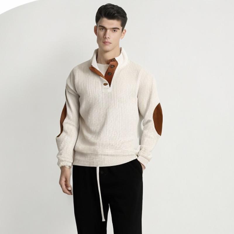 2024 Spring and Autumn European Size Men's S-5XL Casual Standing Neck Long Sleeve Pit Corduroy Sweater
