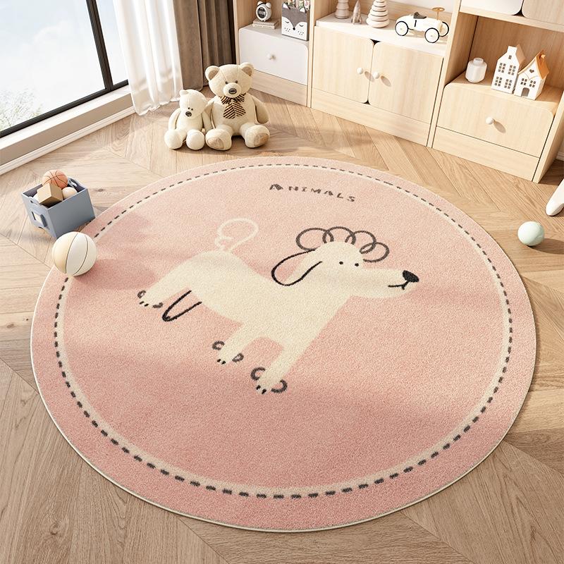 Cartoon Style Bedroom Decor Plush Carpet Home Fluffy Soft Floor Mat Cute Round Carpets for Living Room Thick Non-slip Lounge Rug