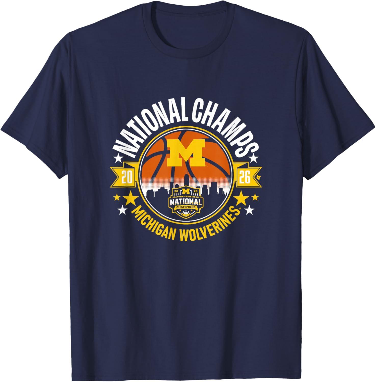 Michigan Wolverines MBB - Футболка с кругом Национальных чемпионов 2026 S разноцветный