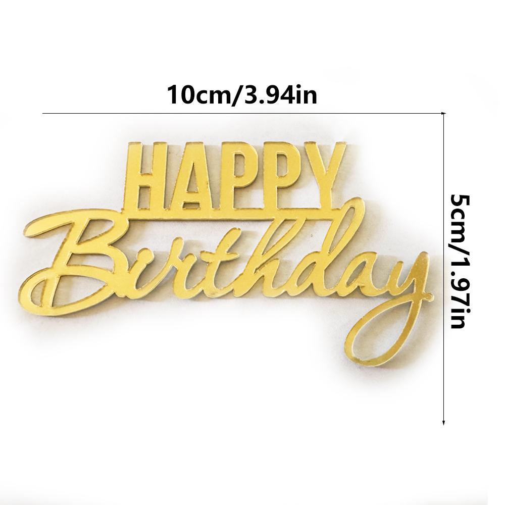 6PCS Gold Creative Acrylic Happy Birthday Cake Topper for Birthday Party DIY Cake Dessert Baking Decoration Supplies