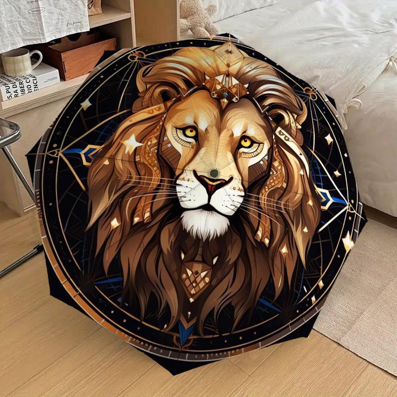1pc Golden Lion Emblem Umbrella with Plastic Handle,Suitable for All Seasons Home Travel Outdoor UmbrellaDD574