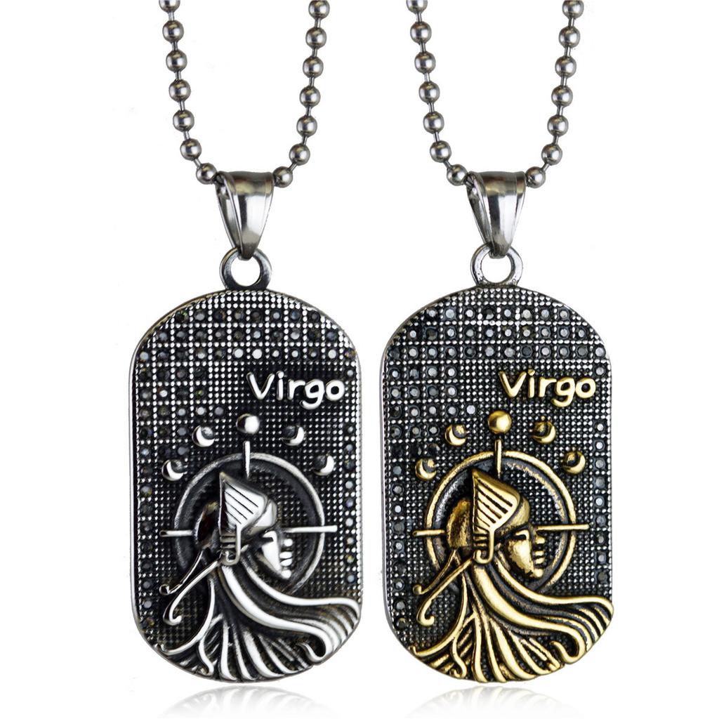 Hip Hop Mode Anhänger Punk Zwölf Sternzeichen Titanstahl Anhänger Halskette Trendy Retro Persönlichkeit Anhänger