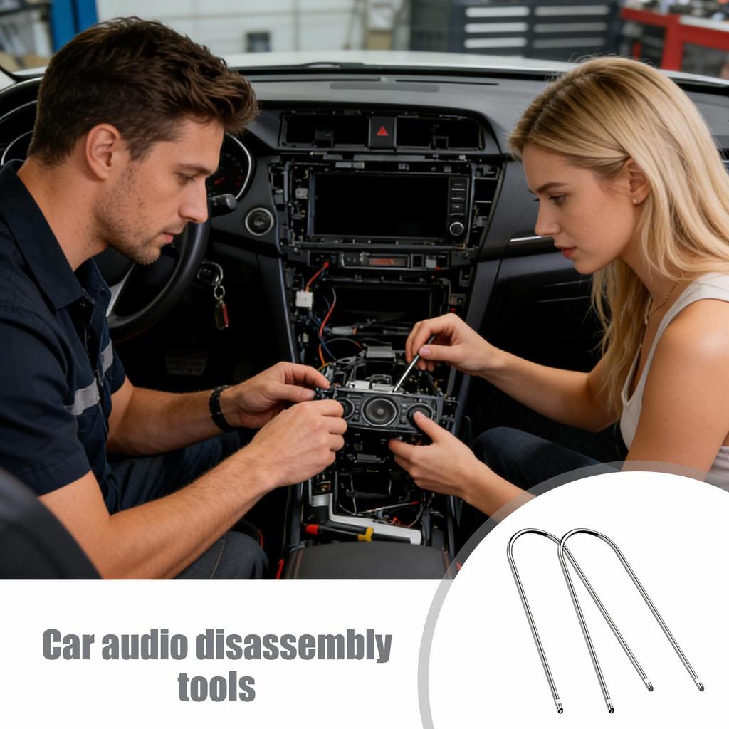 For for Citroen Peugeot Radio Removal Tool Kit Stainless Steel U Shaped Key 2 Pieces Car Stereo Disassembly Pry Kit for Truck
