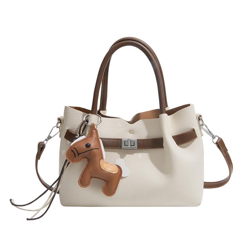 

Pu Womens Tote Bag With Top Stitching Casual Crossbody For Daily Use белый