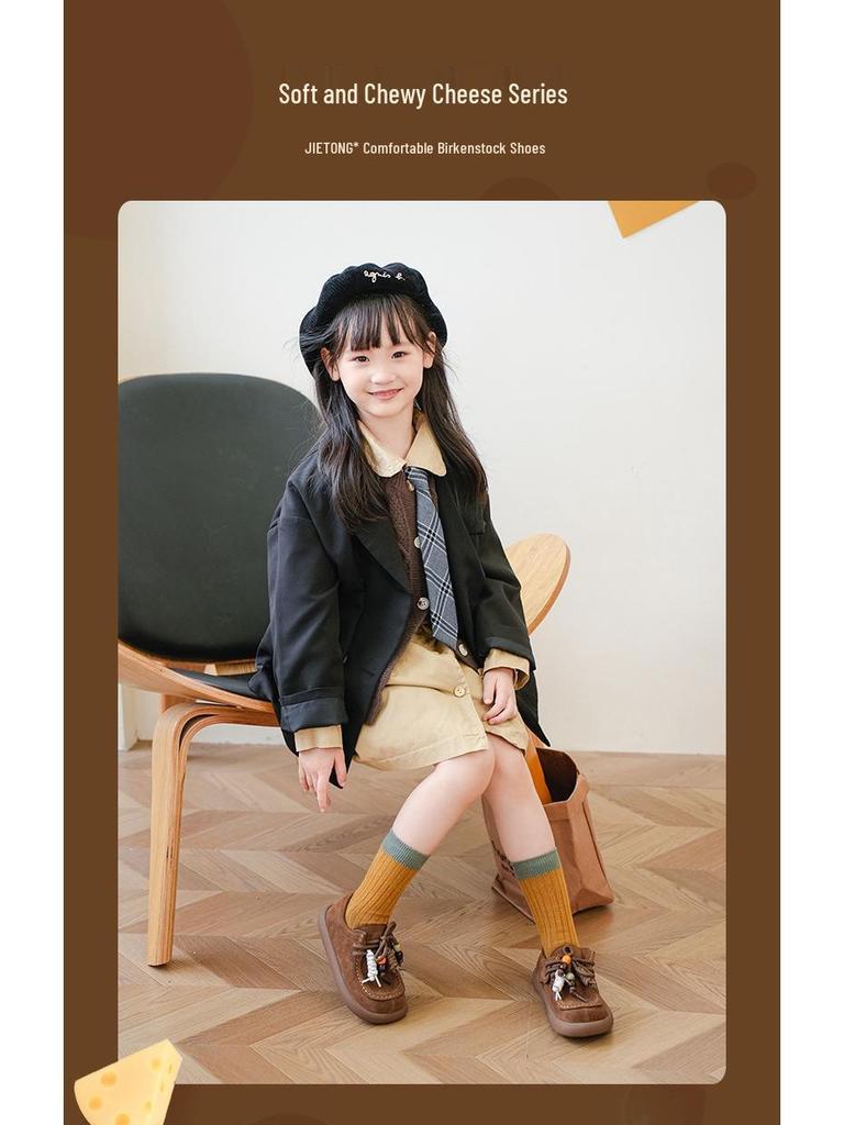 2025 Winterprinzessin Retro Kleine Leder Birkenstock Schuhe für Mädchen