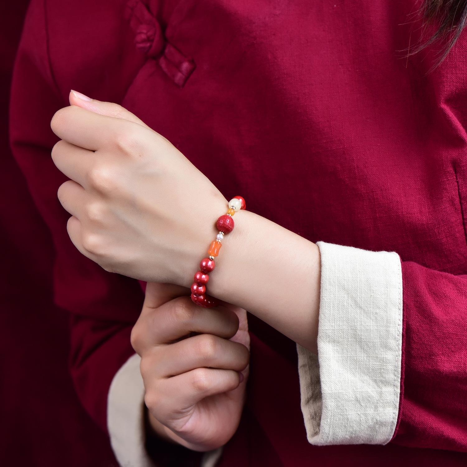Authentic High-Quality Cinnabar Emperor Sand Heart Sutra Bracelet for Men and Women Authentic High Cinnabar Content (Approx. 75%-80%)