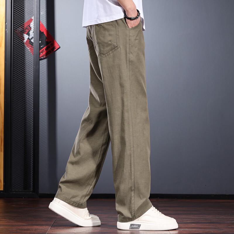 JIELEINUO Men's Lyocell Blend Loose Straight-Leg Casual Pants