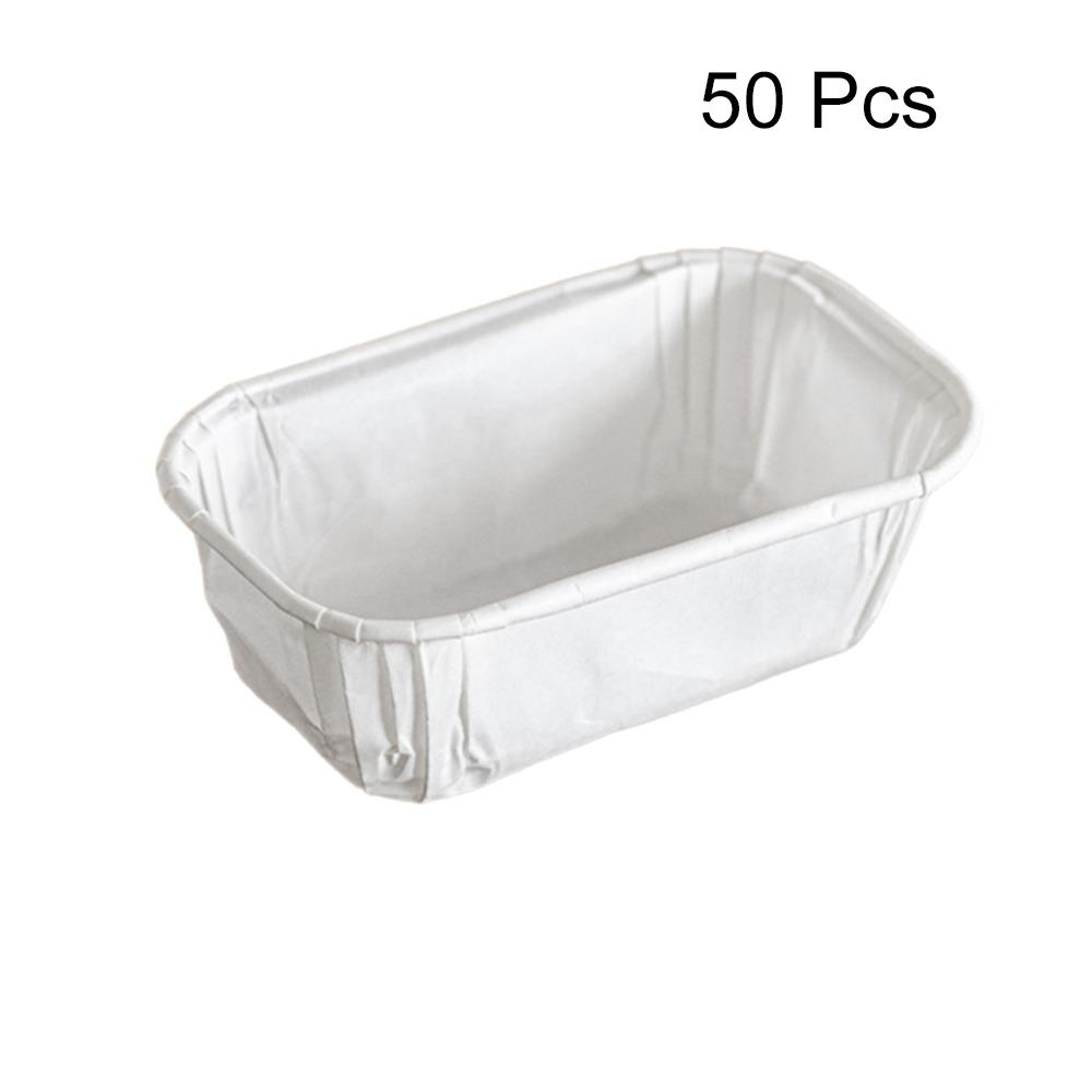 50PCS Rectangular Disposable Cupcake Mold Non-stick Muffin Cupcake Liner  Bakery белый