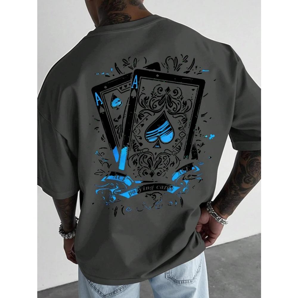 Summer Style Men's T-shirt Street Casual Fashion Comfortable Soft Breathable O-neck Short Sleeve 3D Playing Cards Print Pullover