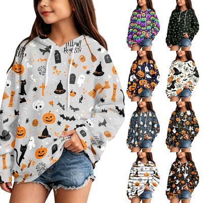 Sweat à capuche à imprimé Halloween décontracté pour enfants, pour un usage quotidien