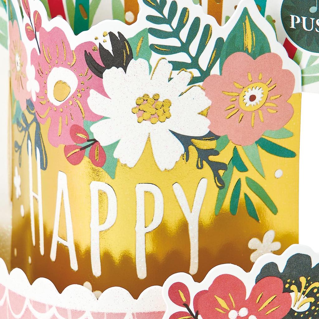 Sanrio Message Anniversaire Lumière 482552 (SANRIO) Carte, Célébration, & Mélodie, Gâteau 3 étages, Papier/Autre, JPME61-5,