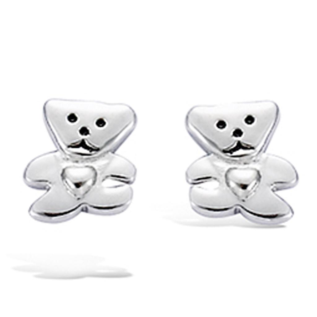Les Trésors De Lily [H0443] - Silver 'Teddy Love' Earrings Silver (rhodium Plated) - 5x8 Mm