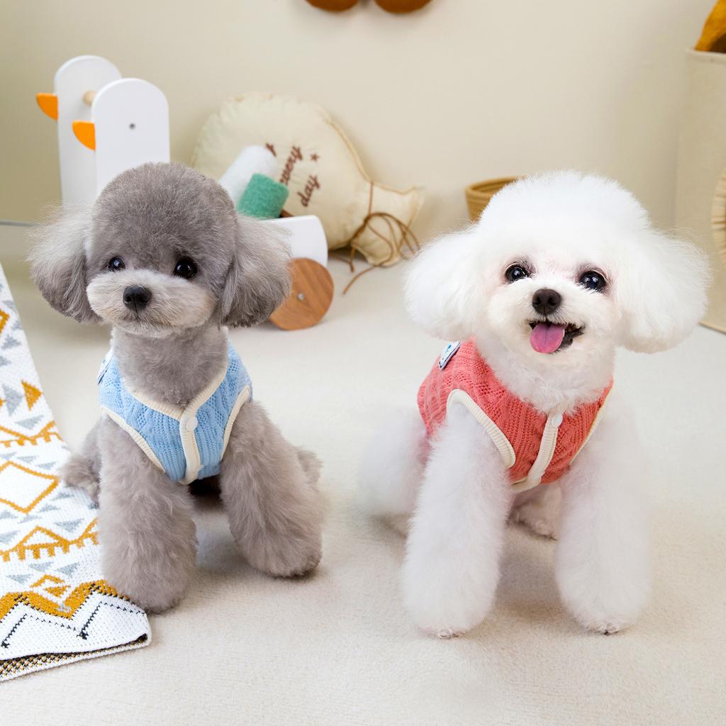 Pet Striped Plush Coat Cute Dog Button Up Coat Cat Small Sweater Comfortable Teddy Sweater Vest Dog Clothes for Small Dogs