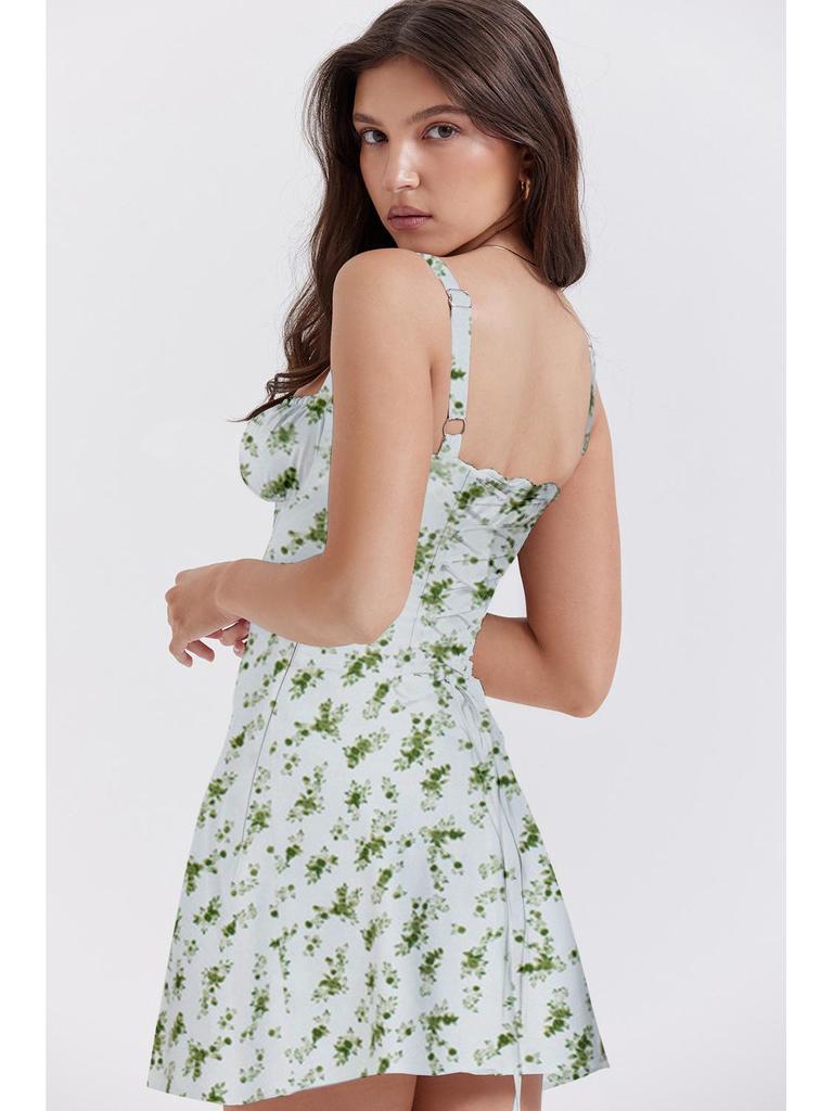 "Europäisches & Amerikanisches Sommerkleid im Französischen Stil mit Bindegürtel und Schlitz"