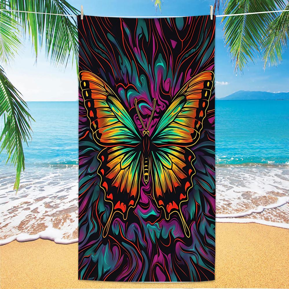 

Butterfly Beach Towel, Digital Printing Thin Quick-Dry Anti-Sand Microfiber Lightweight for Swim, Yoga, Travel, Gym, Gift W40*H60(CM)