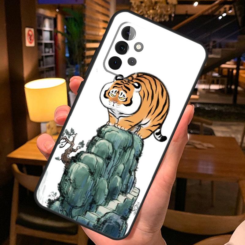 Cartoon Fat Tiger Case For Samsung Galaxy A54 A34 A14 A52 A32 A12 A13 A33 A53 A15 A16 A36 A56 A26 A06 A35 A55