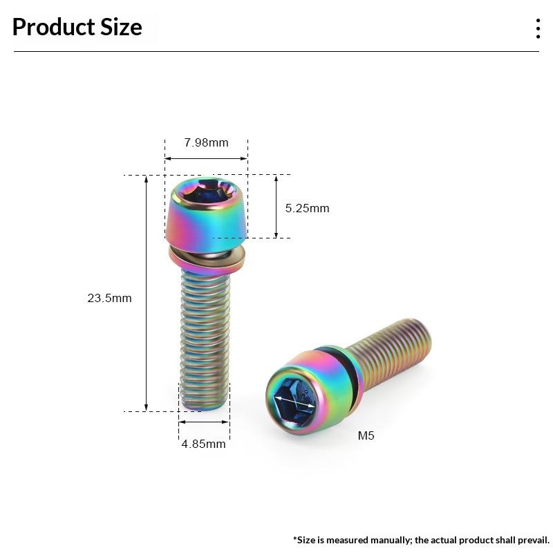 6Pcs Bike Handle Bar Stem Riser Bottle Holder Bolts M5*18Mm Titanium-Plated Colorful Steel Bicycle Handlebar Screws