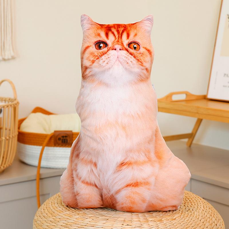 Realistic 3D Cat Plush Pillow Soft Cartoon Simulation Cat Stuffed Doll Kawaii Plush Animals Kitten Toy Sofa Cushion Sweet Gift