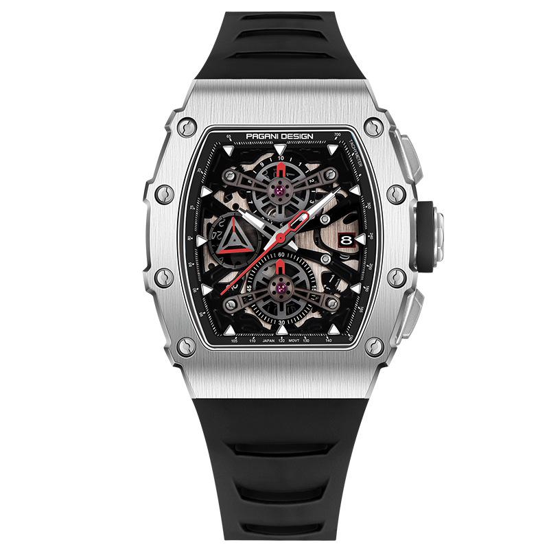 

PAGANI DESIGN мужские часы многофункциональные кварцевые водонепроницаемые часы класса «тонно» высокого класса серебряный/чёрный